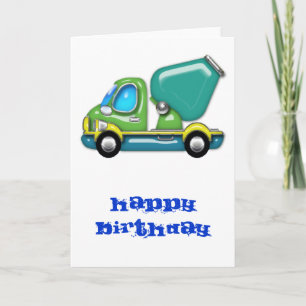 Cement Truck in Blue Green and Yellow Card