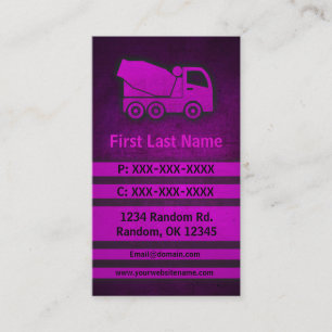 Cement truck pink grunge custom business cards