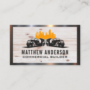 Cement Trucks   Wood Metal   Construction Business Card