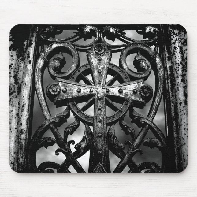 Cemetery cross in heart mouse pad (Front)