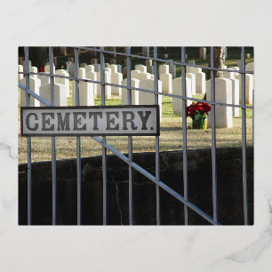 Cemetery Gates of Fallen Solders Foil Holiday Postcard