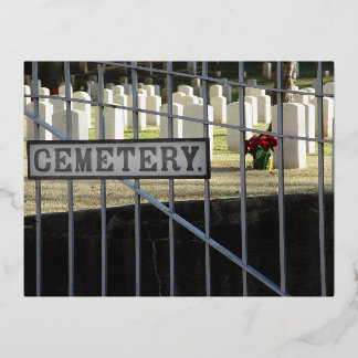 Cemetery Gates of Fallen Solders Foil Holiday Postcard