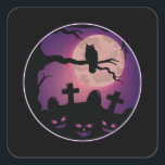 Cemetery Pumpkin Owl Moon Scary Fun Halloween Gift Square Sticker<br><div class="desc">Cemetery pumpkin owl Halloween design where the moon shines at night. Scary pumpkin motif for a Halloween costume party. Great outfit for horror Halloween fancy dress parties with cool Halloween,  cool Halloween design for bold pumpkin heads.</div>
