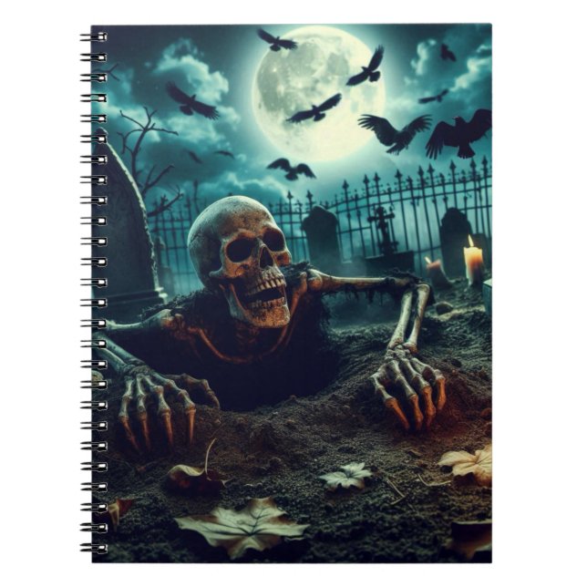 Cemetery, skeleton crawling out of grave. notebook (Front)