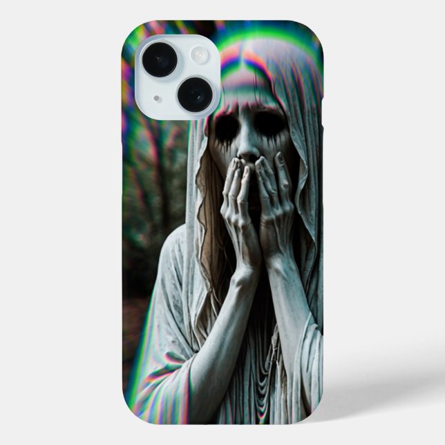 cemetery themed iPhone 15 phone case (Back)
