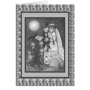 CEMETERY VOWS, SKELETON WEDDING, BRIDE GROOM CARD