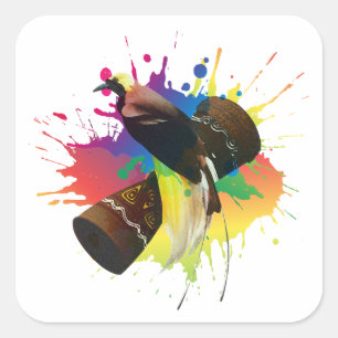 Cendrawasih The Bird Of Paradise Colorful  Square Sticker