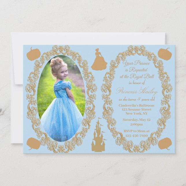Cendrillon Anniversaire Fête Photo Invitation (Devant)