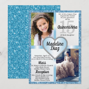Cendrillon bleu Quinceañera Invitation Cumpleaños