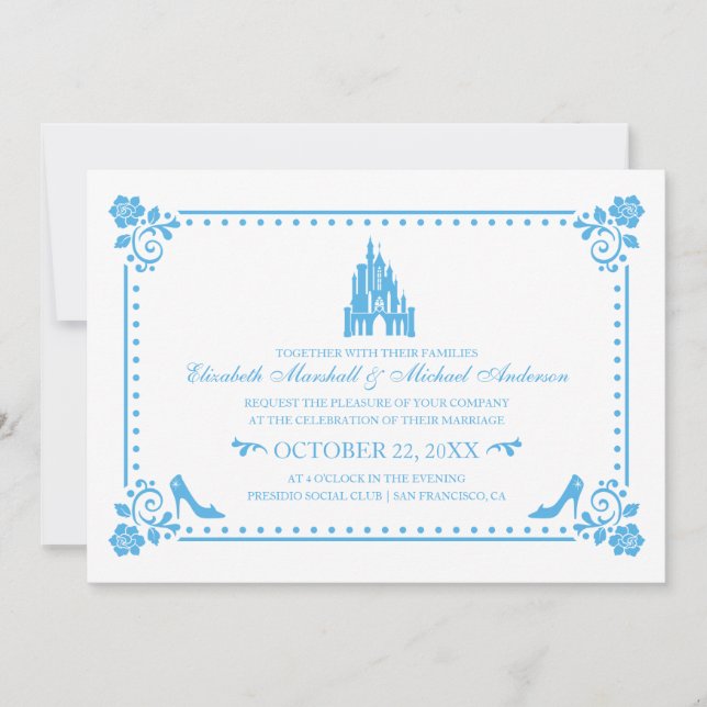 Cendrillon Mariage Château & Fleurs Invitation (Devant)