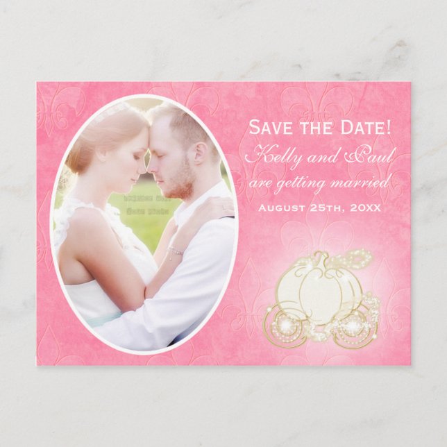 Cendrillon rose Carrier Mariage Photo Carte postal (Devant)