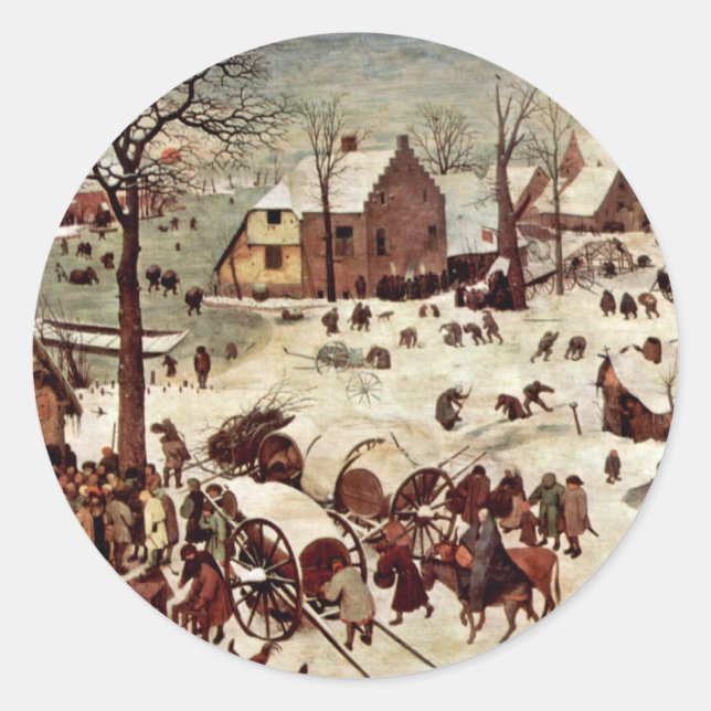 Census At Bethlehem  By Bruegel D. Ä. Pieter Classic Round Sticker (Front)
