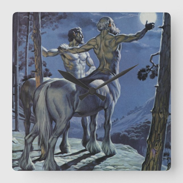 Centaurs (colour litho) square wall clock (Front)