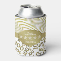 Centenarian, 100th Birthday Gold and White Pattern