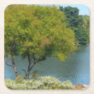 Centennial Lake in Ellicott City Maryland Square Paper Coaster
