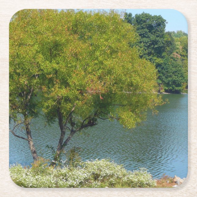 Centennial Lake in Ellicott City Maryland Square Paper Coaster (Front)