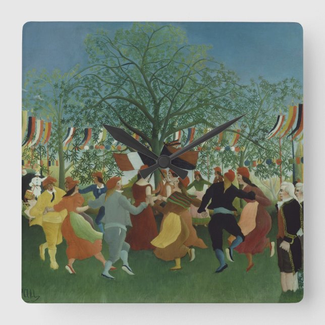 Centennial of Independence by Henri Rousseau Square Wall Clock (Front)