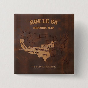 Centennial Route 66 Road Trip Americana 2 Inch Square Button