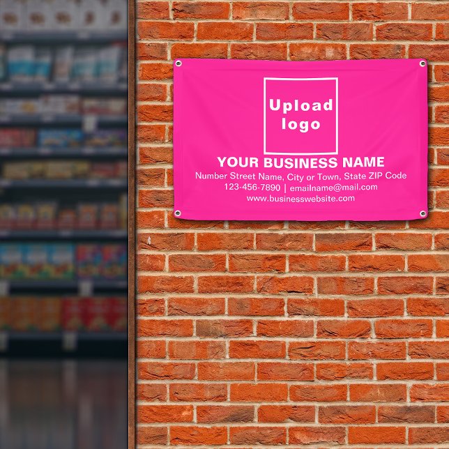 Center Aligned Business Brand on Pink Rectangle Banner (Pink banner with your business brand in center aligned style)
