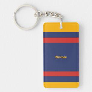 Center Stripes Horizontal Lines Blue Yellow Red Keychain