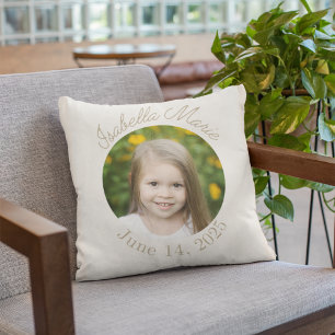 Centered Circle & Script Throw Pillow