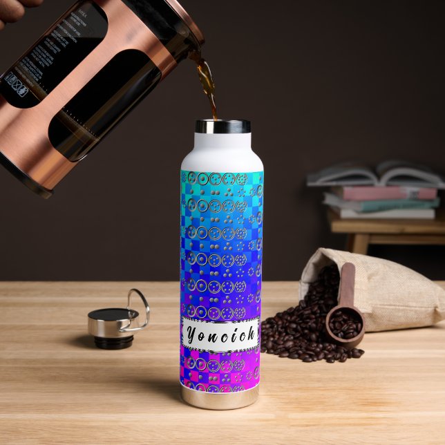 Centesimal 12Digit Fibonacci Sequence by K Yoncich Water Bottle (Coffee)