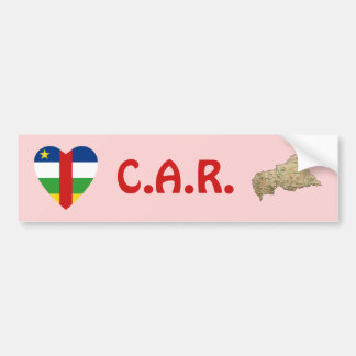Centrafrique Flag Heart + Map Bumper Sticker