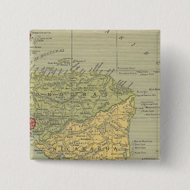 Central America 5 2 Inch Square Button (Front)