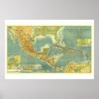" Central America/Caribbean: 1922 Detailed MAP ...