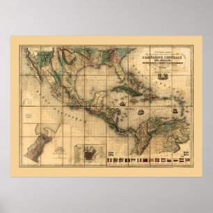 Central America Map (1845) Poster