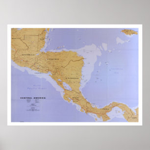 Central America Map (1990) Vintage Latin America  Poster