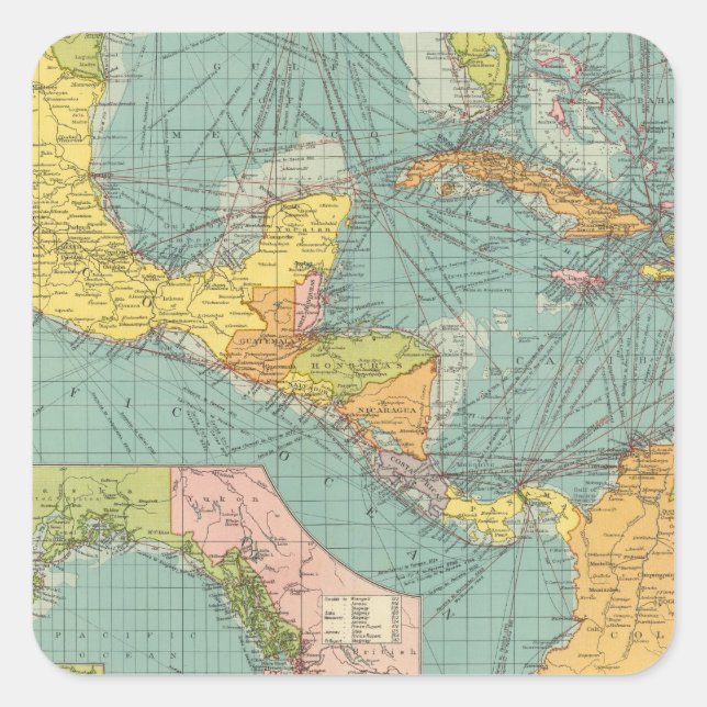 Central America Square Sticker (Front)