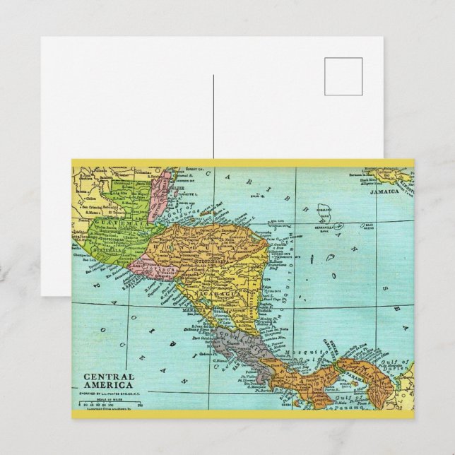 Central America Vintage Map Postcard (Front/Back)