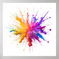 Central Burst of Vibrant Colorful Powders