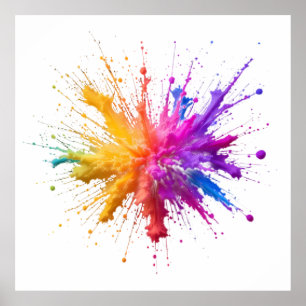 Central Burst of Vibrant Colorful Powders Poster