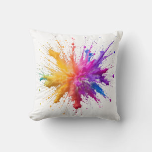 Central Burst of Vibrant Colorful Powders Throw Pillow