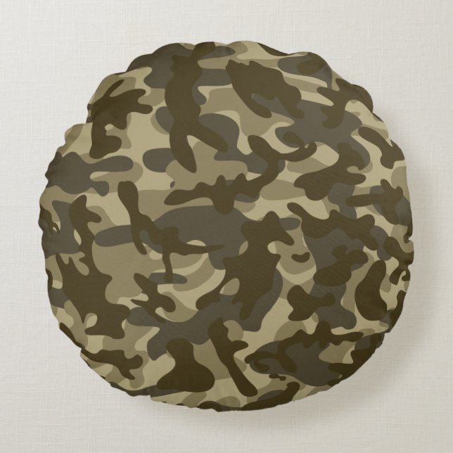 Central Camouflage Round Pillow (Front)