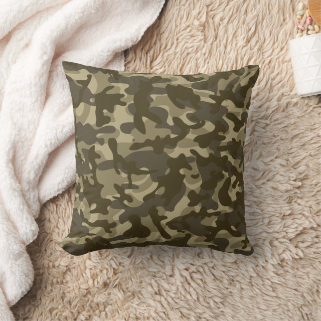 Central Camouflage  Throw Pillow (Blanket)