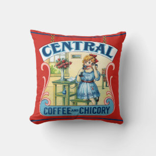 Central Coffee Coffee and Chicory Throw Pillow