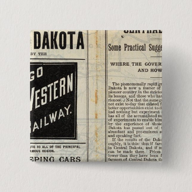 Central Dakota 2 Inch Square Button (Front)