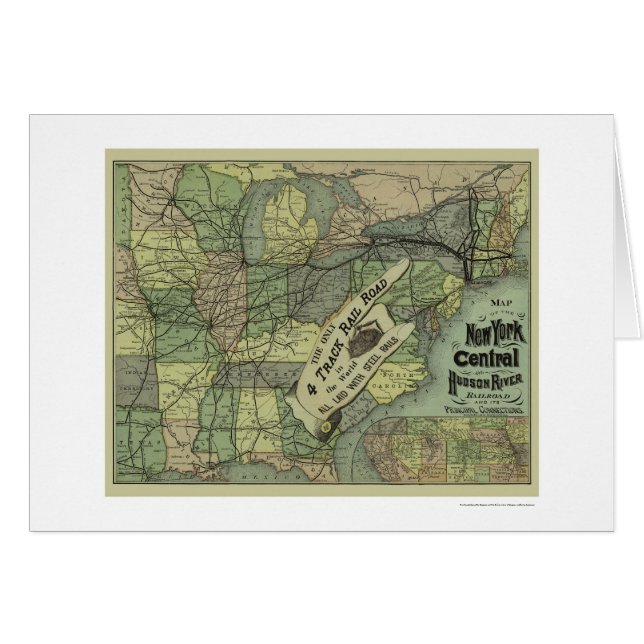 Central de New York et carte 1876 de chemin de fer (Devant horizontal)