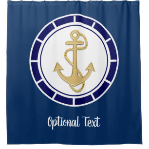 Central Golden Anchor Navy Blue Nautical