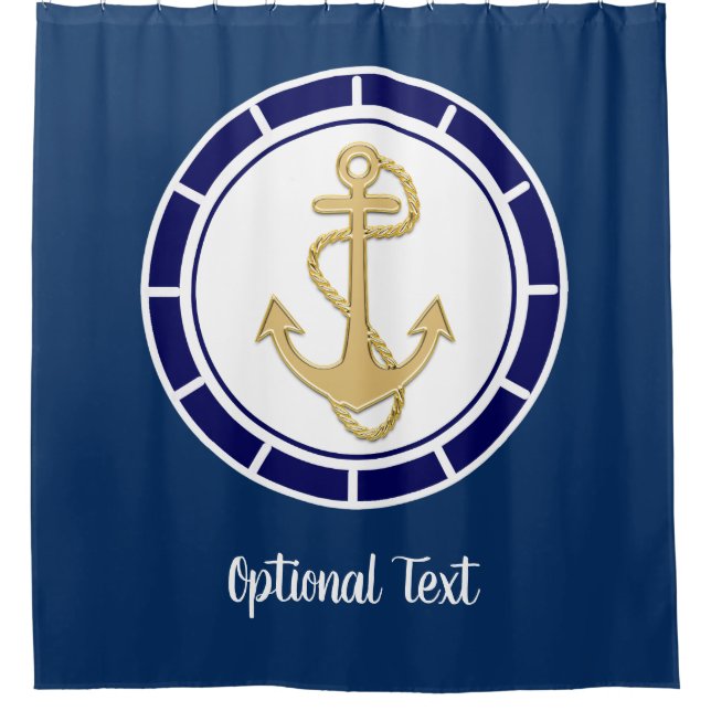 Central Golden Anchor Navy Blue Nautical (Front)