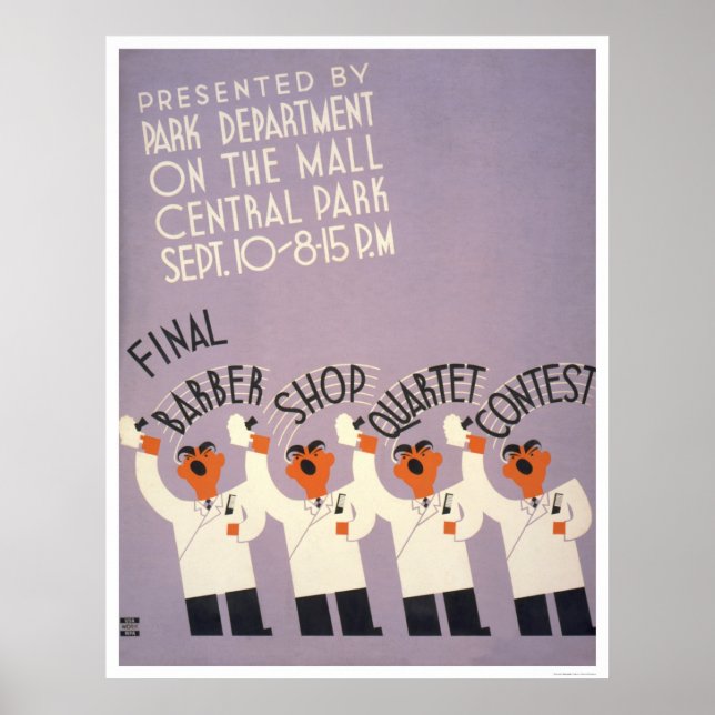 Central Park Barber Shop 1937 WPA Poster (Front)