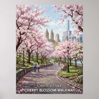 Central Park Cherry Blossom Walkway Poster
