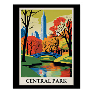Central Park colorful illustration Poster