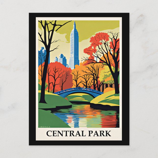 Central Park colourful illustration Postcard (Front)