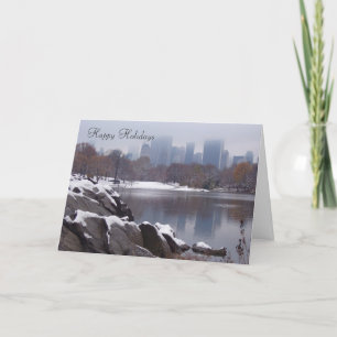Central Park dans la carte de voeux de neige -