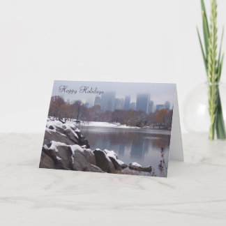 Central Park dans la carte de voeux de neige -