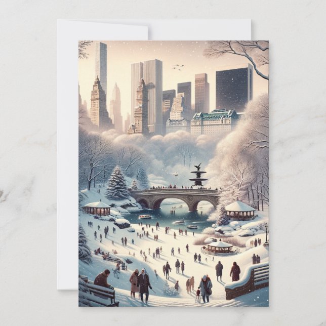 Central Park in the Snow: New York Christmas Holiday Card (Front)